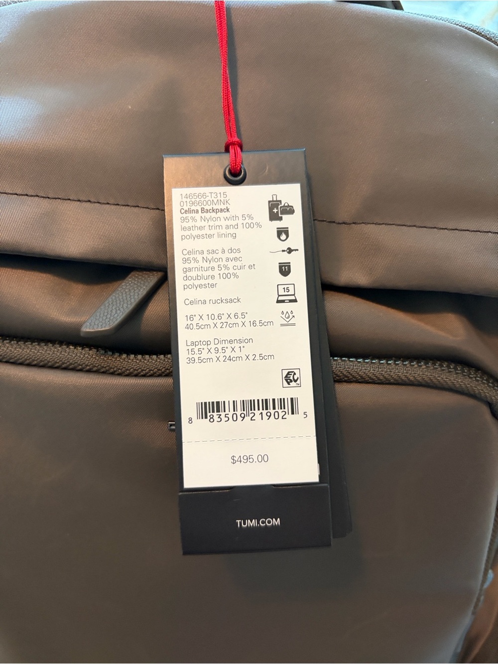 Tumi Voyageur Celina Large Backpack – Sleek Everyday Carry (Mink color) - Picture 2 of 12